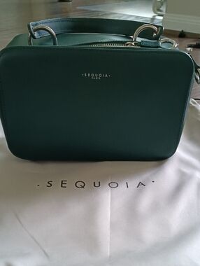 Sequoia Dark Green Leather Crossbody with Silver Hardware